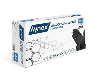 Handschoen Nitril Cat III Zwart Poedervrij M doosje 100st