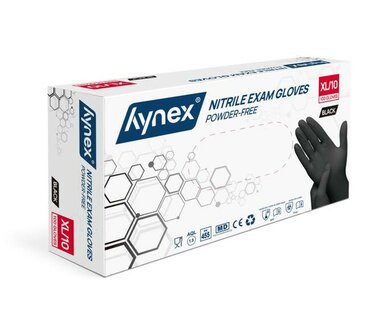 Handschoen Nitril Cat III Zwart Poedervrij XL doosje 100st